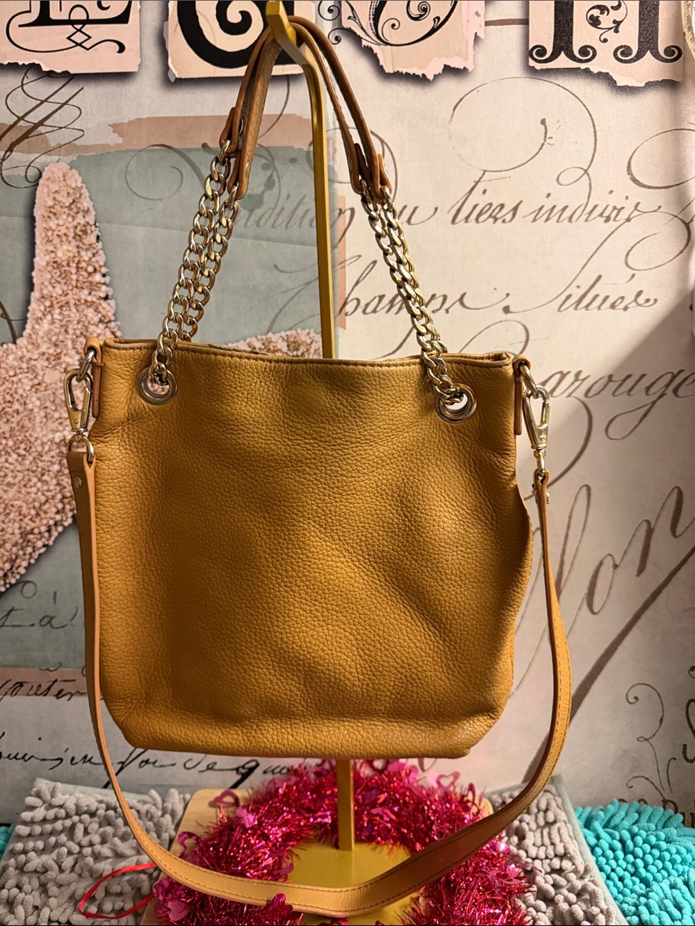 MICHAEL Michael Kors Mustard Pebbled Leather Chain-Handle Tote